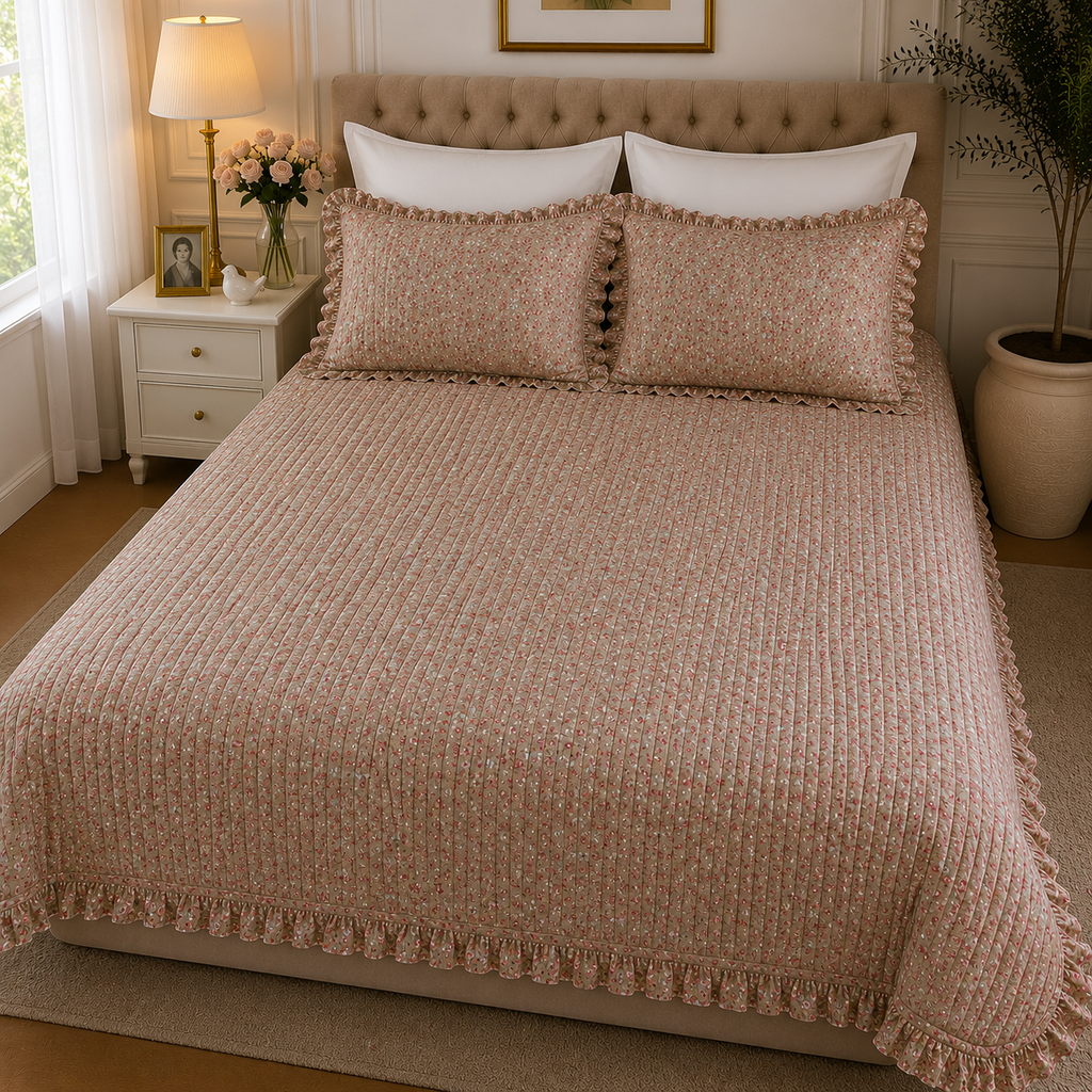 Cottage Rose Pure Cotton Quilt Mattress Pad