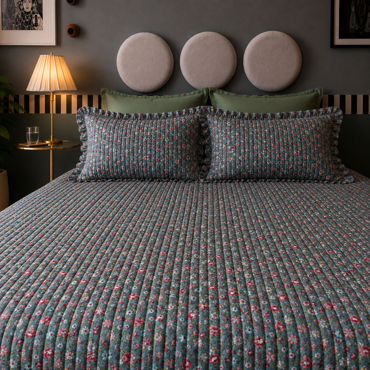 Vintage Floral Quilted Pure Cotton Pad