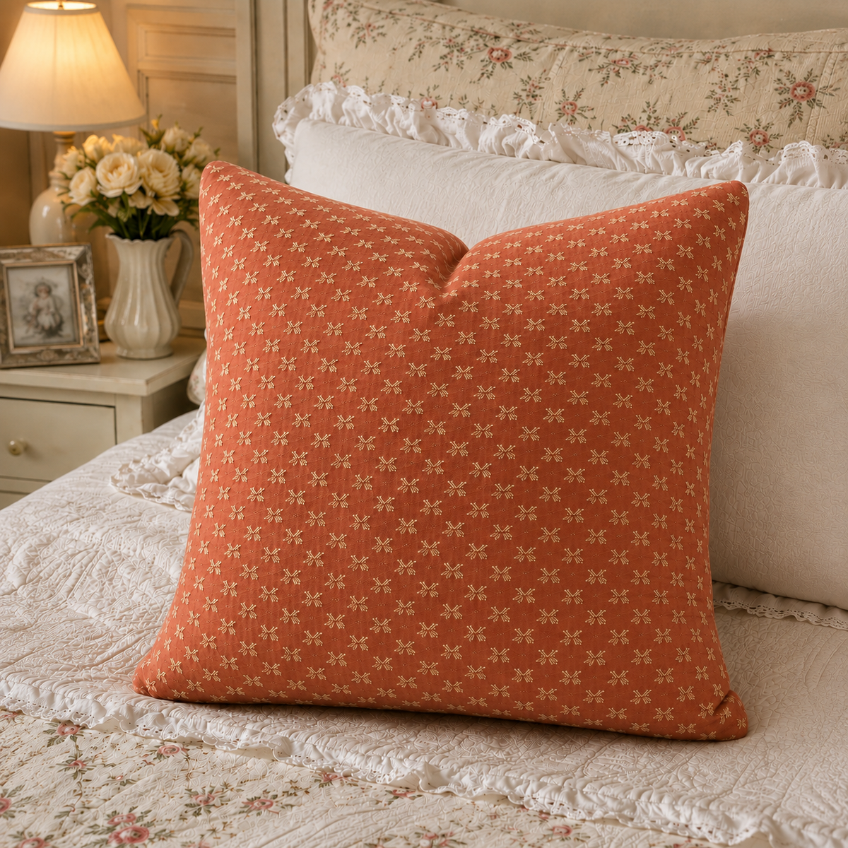 Heritage Bloom Canvas Throw Pillow Cover (4 Colors)