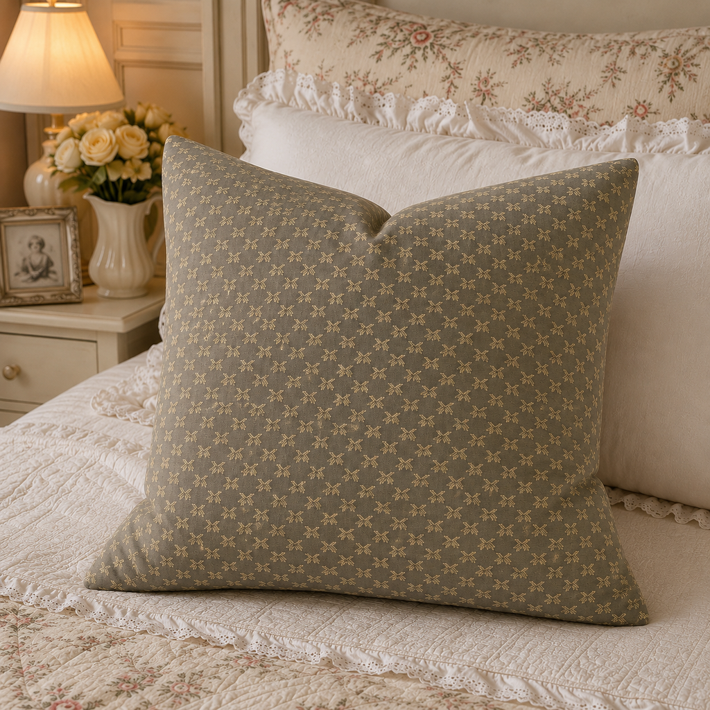 Heritage Bloom Canvas Throw Pillow Cover (4 Colors)
