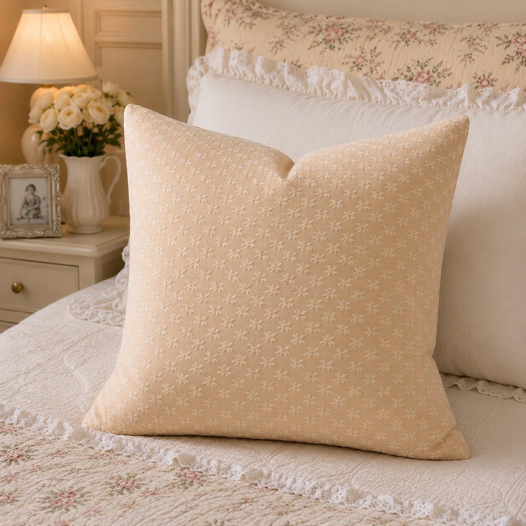 Heritage Bloom Canvas Throw Pillow Cover (4 Colors)