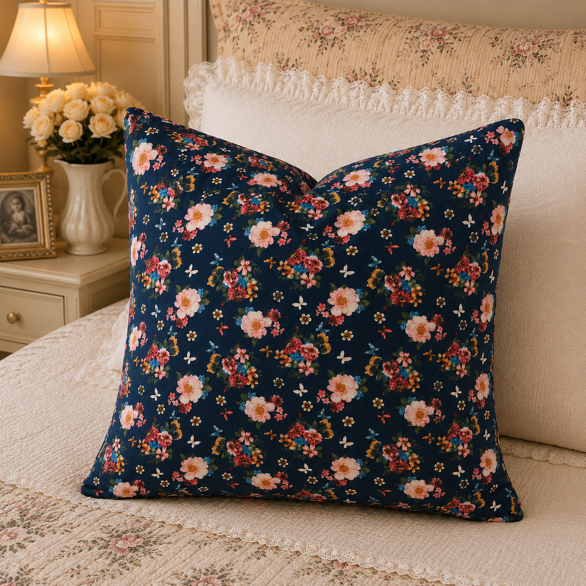 Bluebell Garden Canvas Throw Pillow Cover