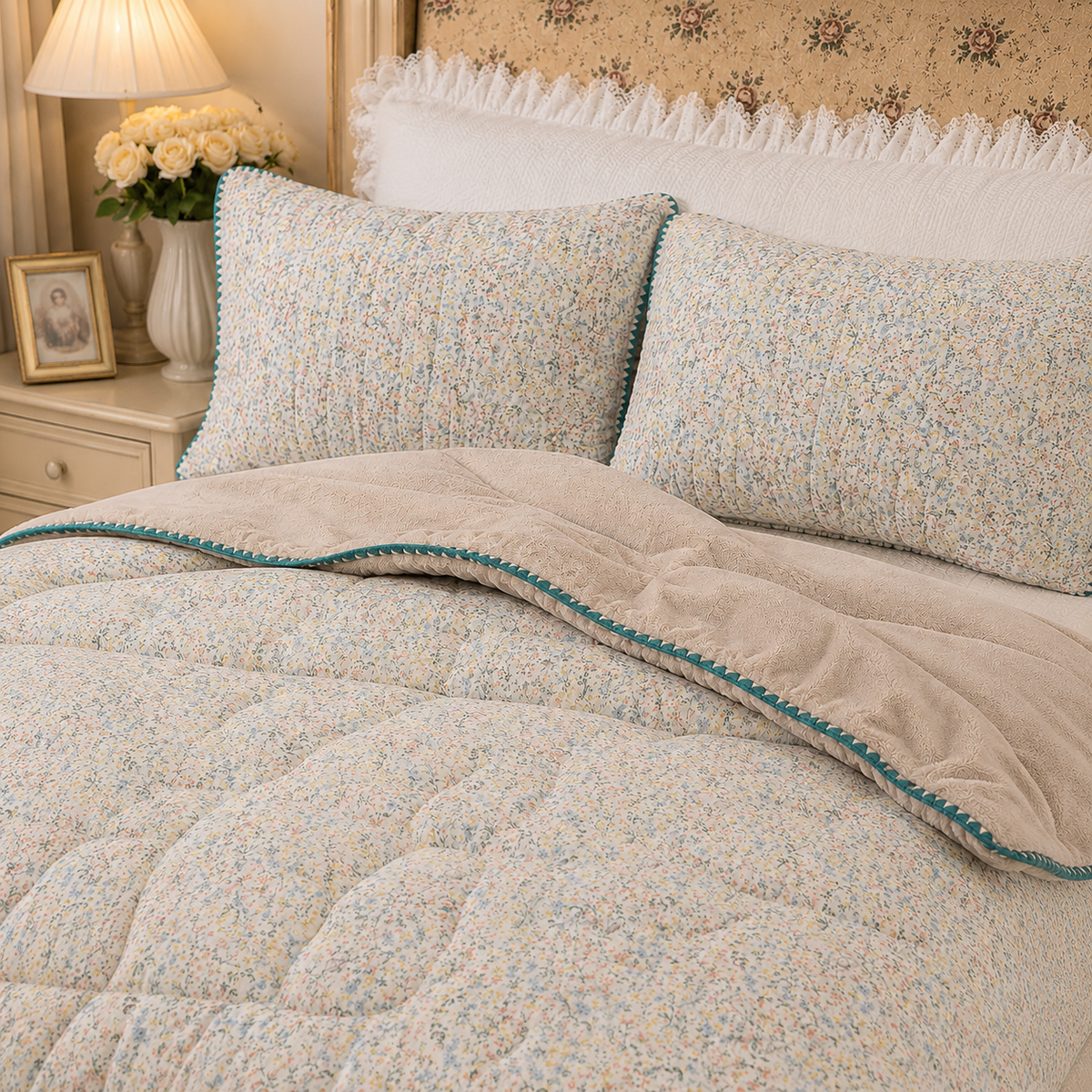 Flower Qullt Reversible Comforter