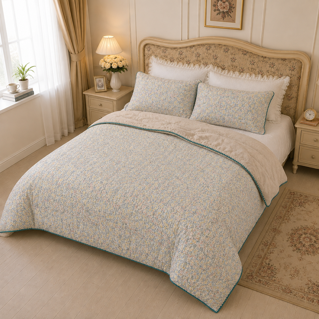 印花绗缝双面两用被