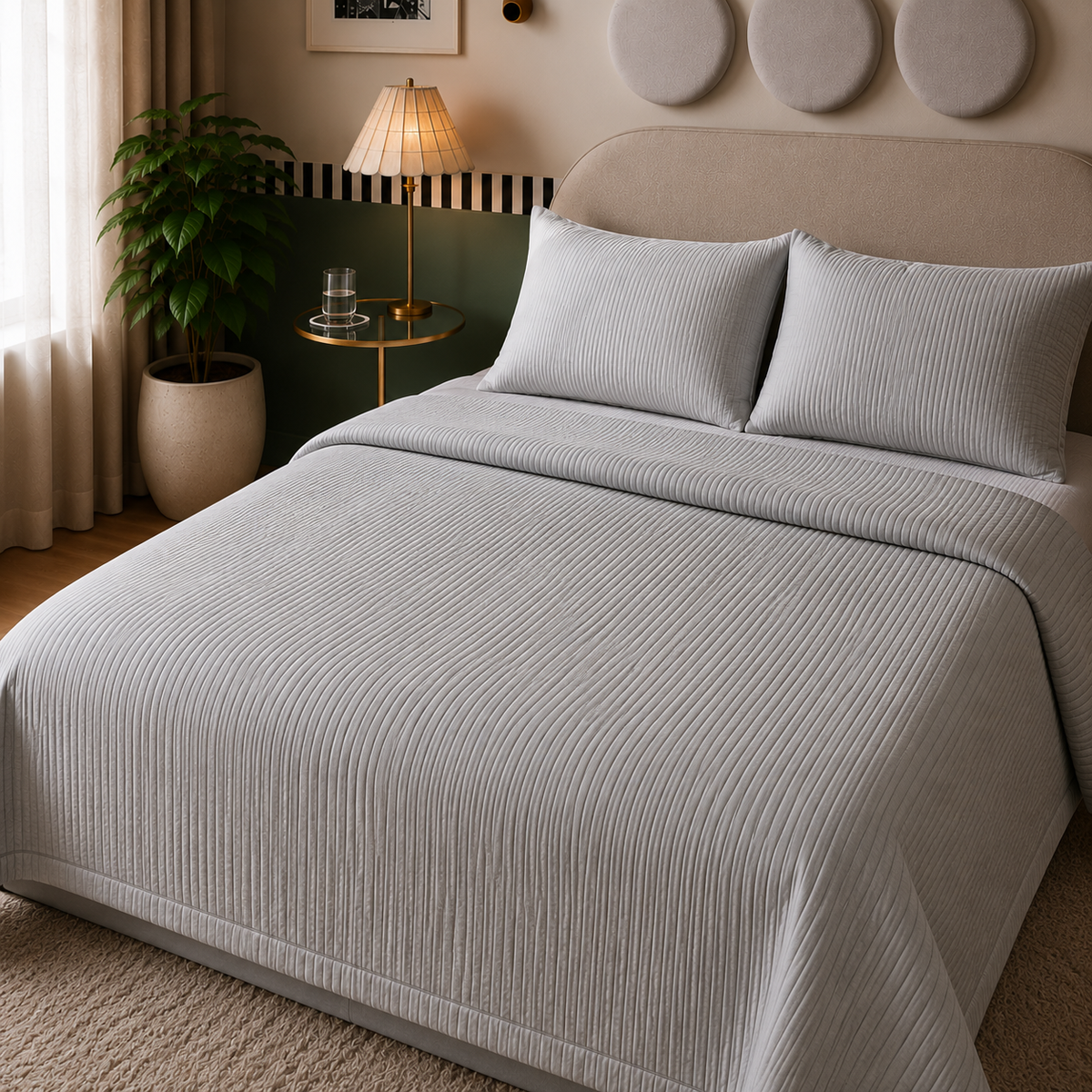 Pure Air Stripe Pattern Mattress Pad (2 Colors)