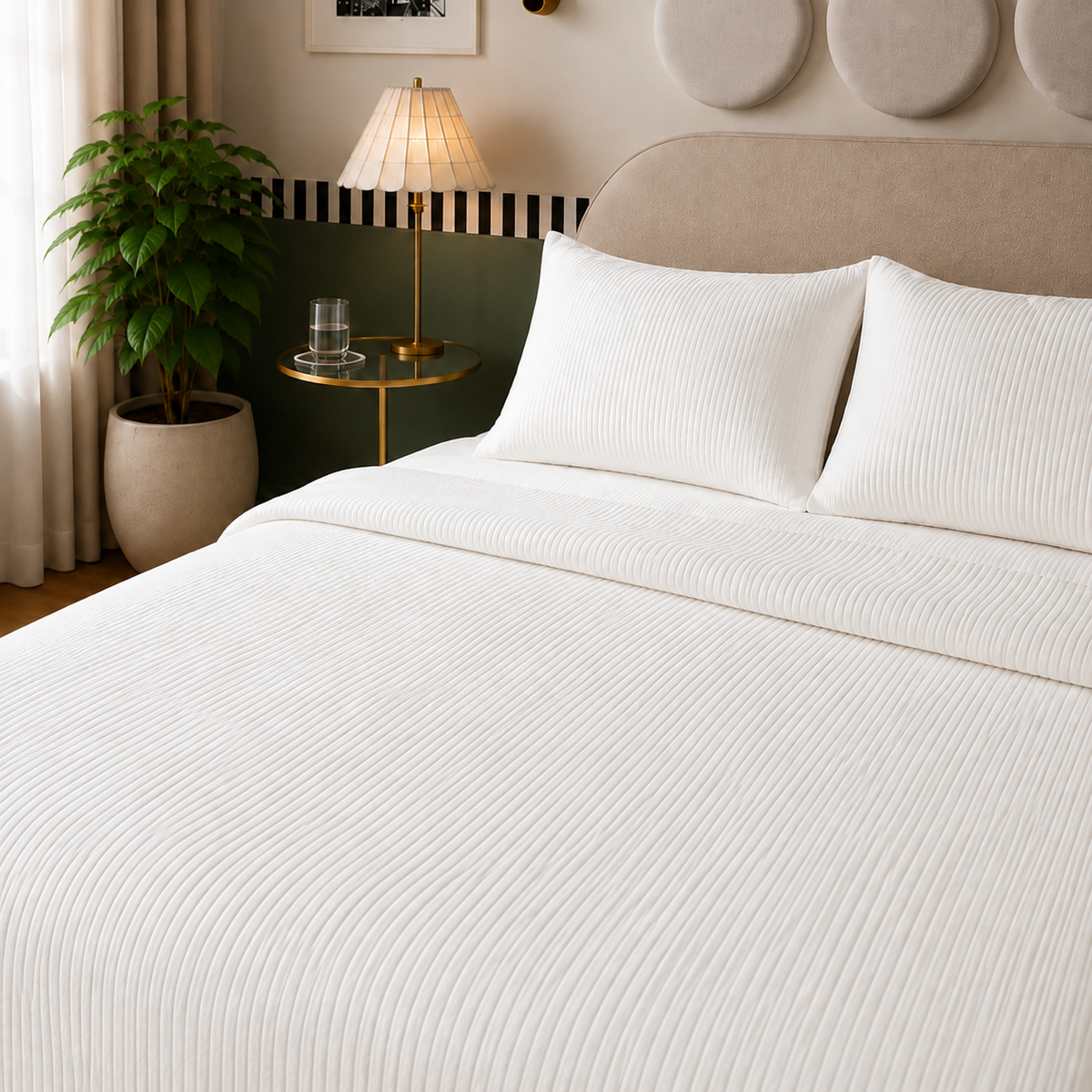 Pure Air Stripe Pattern Mattress Pad (2 Colors)