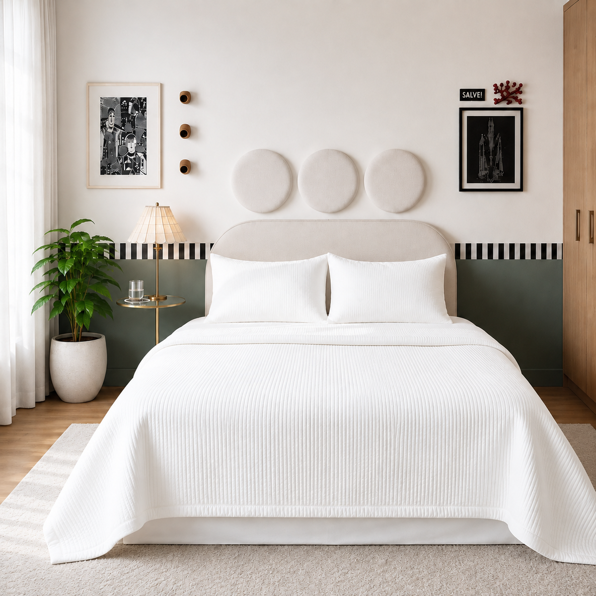 Pure Air Stripe Pattern Mattress Pad (2 Colors)