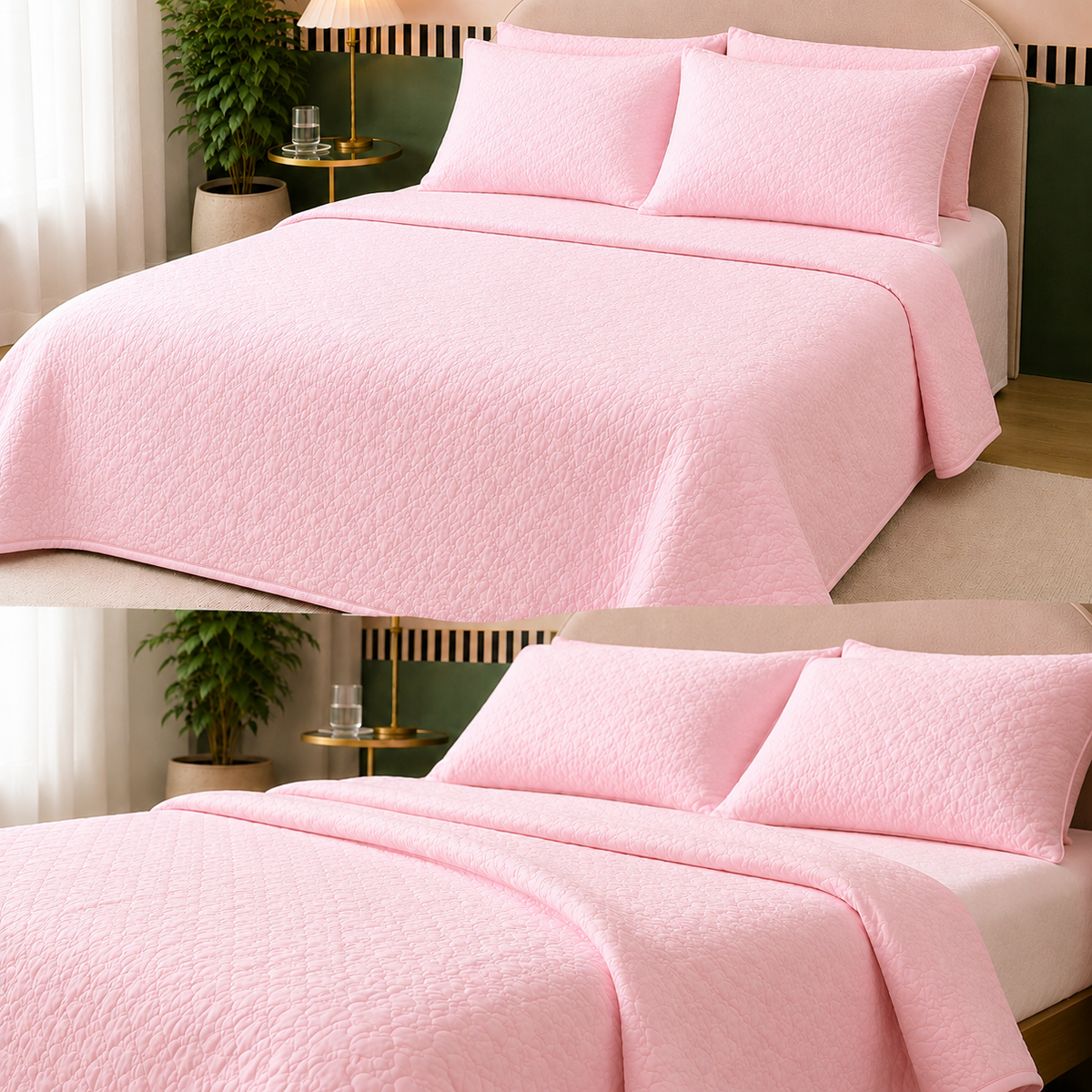 Silk Aura Pink Premium Quilted Mattress Pad