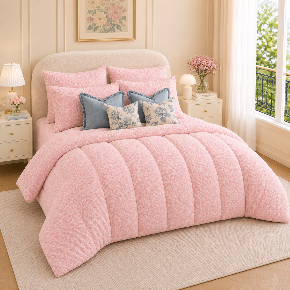 Rosy Cloud Plush Microfiber Comforter