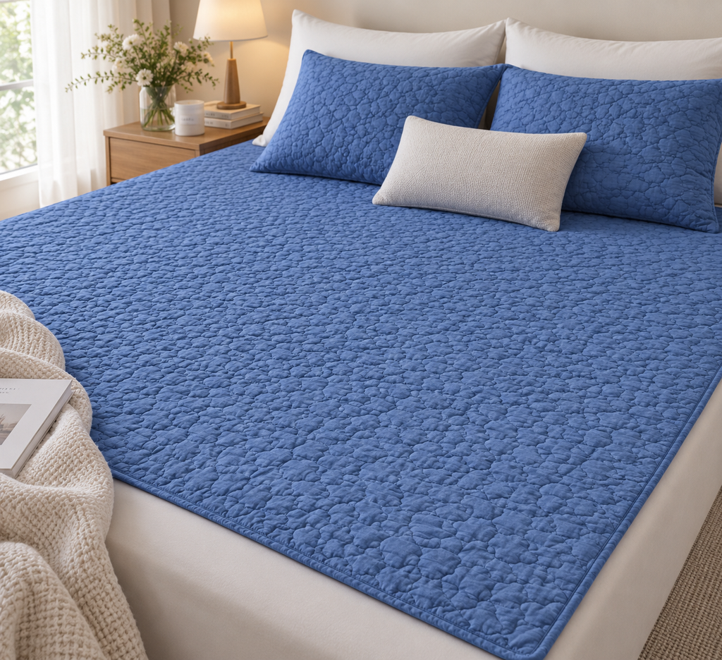 Midnight Blue Quilited Mattress Pad