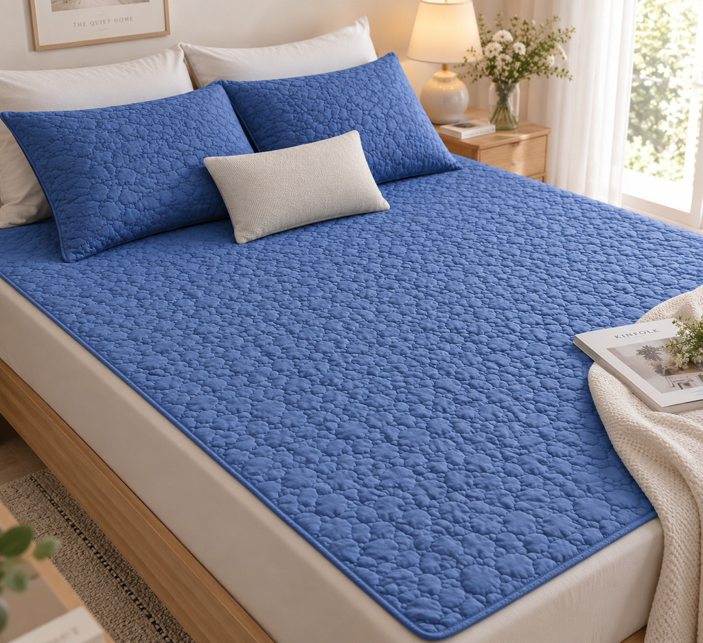 Midnight Blue Quilited Mattress Pad