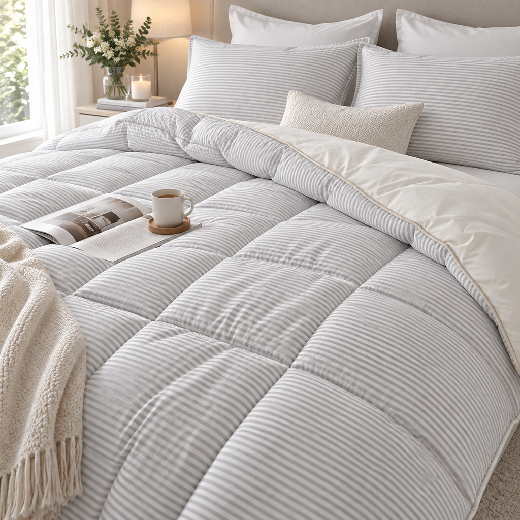 Serene Stripe Cotton Modal Reversible Comforter