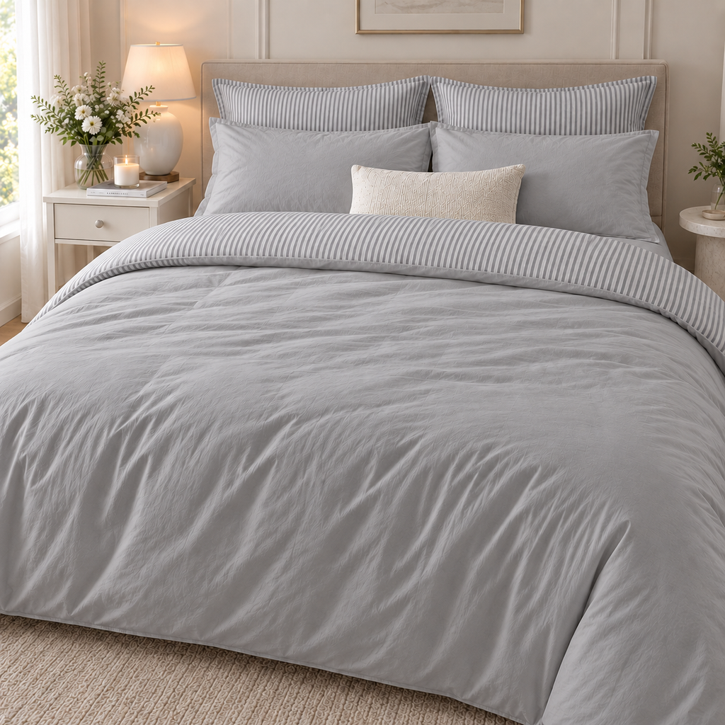 Cloud Stripe Reversible Comforter