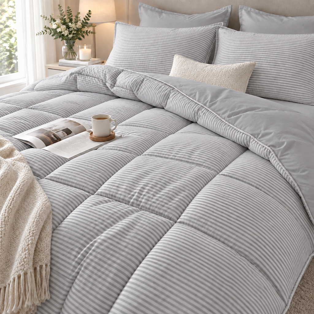 Cloud Stripe Reversible Comforter