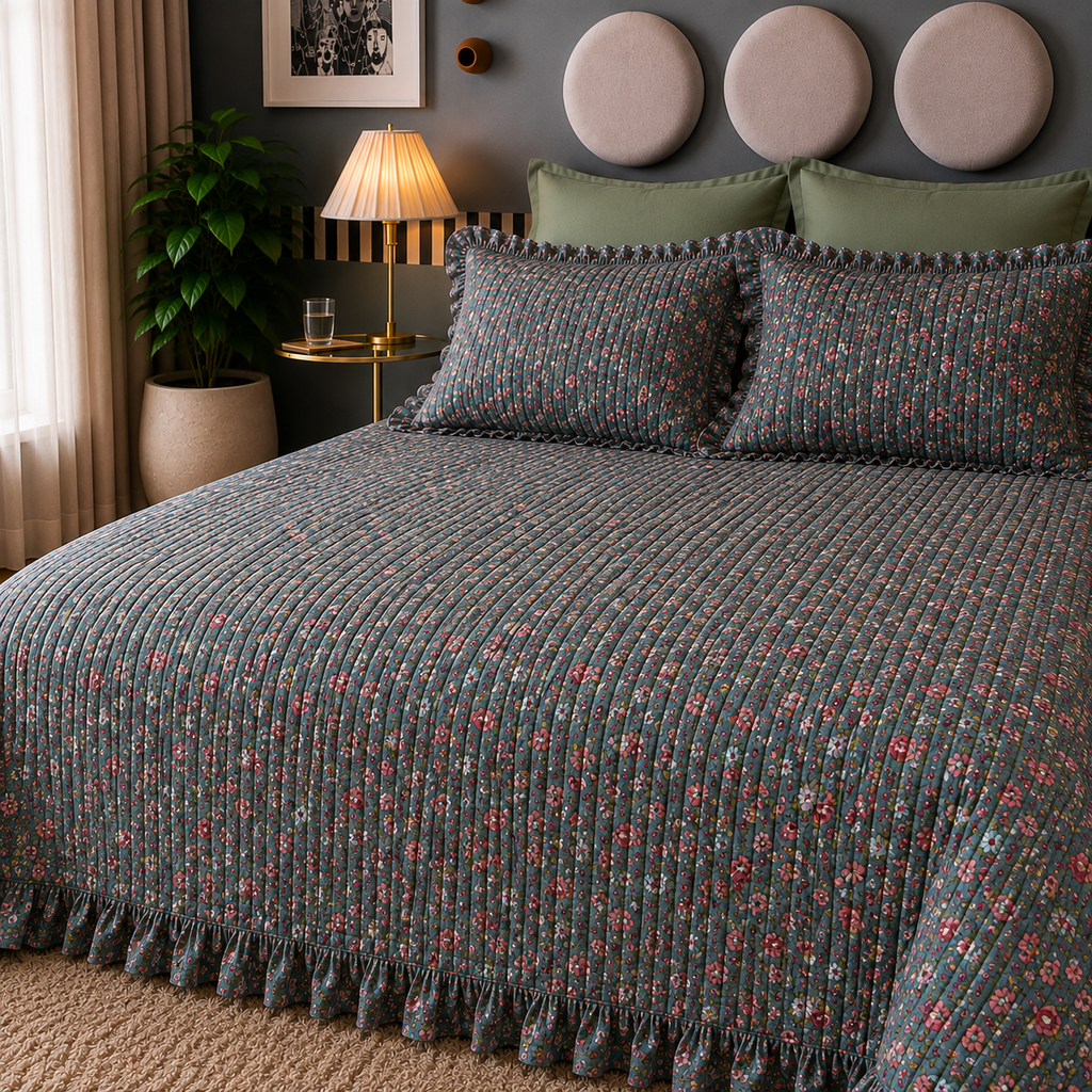 Vintage Floral Quilted Pure Cotton Pad